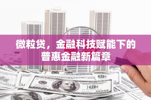灵石微粒贷，金融科技赋能下的普惠金融新篇章