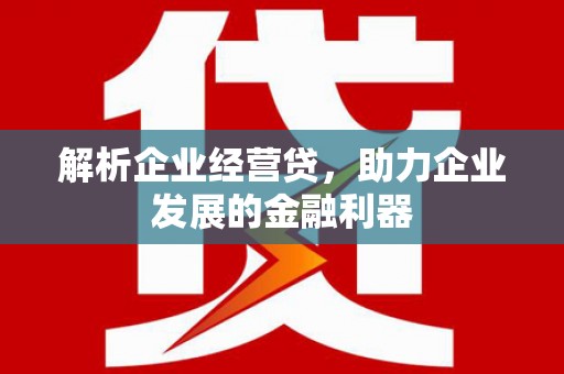 灵石解析企业经营贷，助力企业发展的金融利器