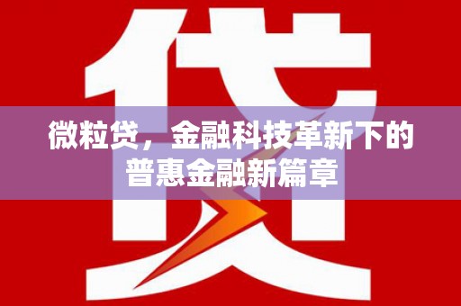 灵石微粒贷，金融科技革新下的普惠金融新篇章